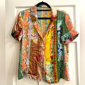 Alice & Olivia colorful silk blouse